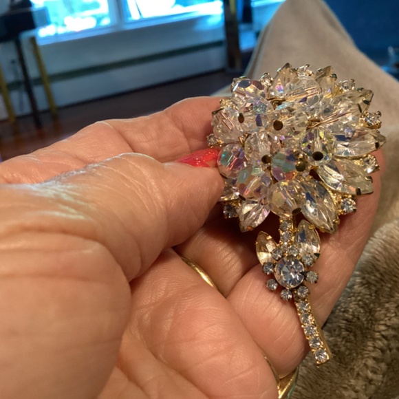 VINTAGE 1950’S  JULIANA CLEAR CRYSTAL RHINESTONE Brooch ARTICULATED MOMS - Picture 8 of 10